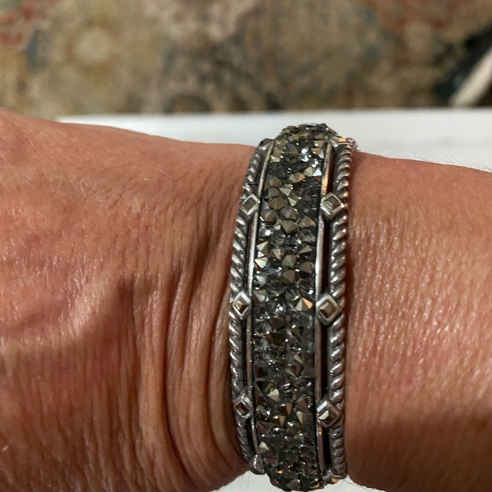 Brighton Silver and Gray Intricate Cuff Bracelet